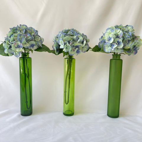 Tall Thin Green Recycled Glass Vase