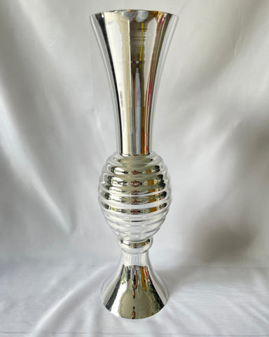 Large Chrome Silver Ball Vase