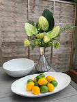 New white ribbed long bowl