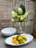 New white ribbed long bowl