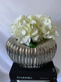 New Arrival  Ribbed Silver Oval Vase