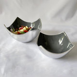 Silver and Grey Pointed Edge Bowls in Two Sizes