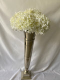 Brushed Silver Metal Square Base Vase in Two Sizes