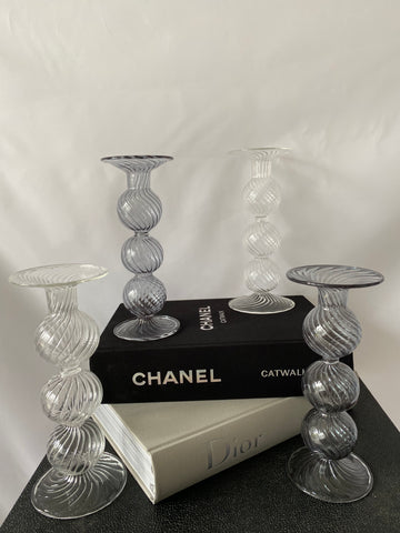 Hand blown glass candle sticks