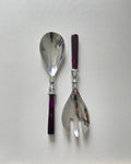 Purple Enamel Salad Servers