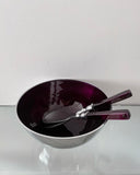 Purple Enamel Salad Servers