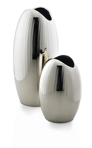 Bullet Shaped Vase with Aluminium Vase, Finished in Bright Nickel