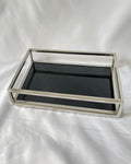 Oblong Black Gloss and Silver Tray 