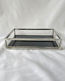 Oblong Black Gloss and Silver Tray 