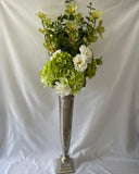 Brushed Silver Metal Square Base Vase in Two Sizes